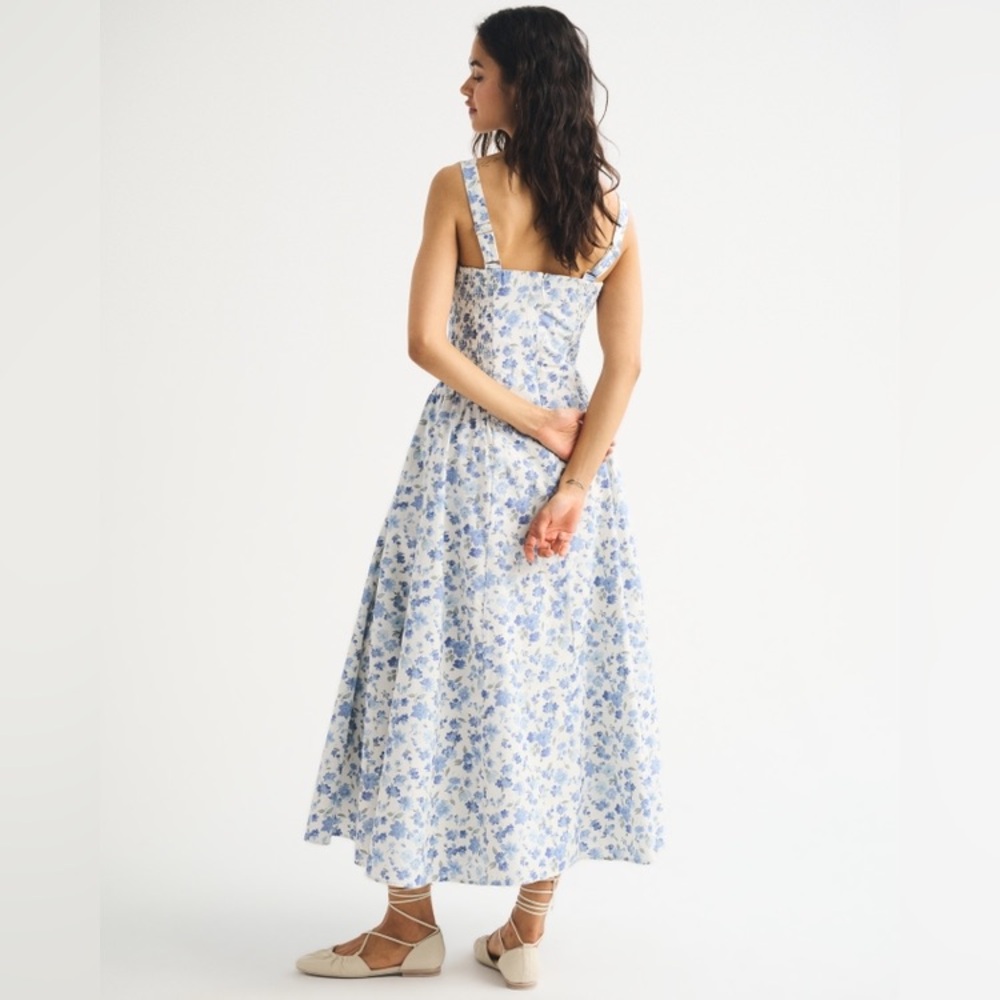 A&F Bra-Free Dylan Midi Dress Floral Print Small Regular - Picture 3 of 3